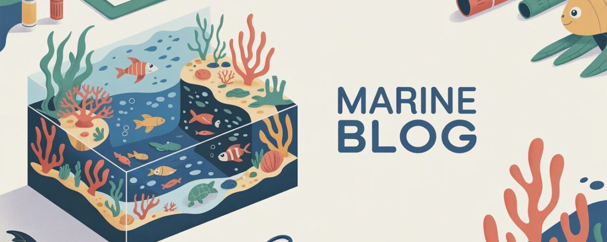 Vibrant 3D marine diorama with coral reefs, fish, and sea turtles on a desk with craft tools.