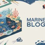 Vibrant 3D marine diorama with coral reefs, fish, and sea turtles on a desk with craft tools.